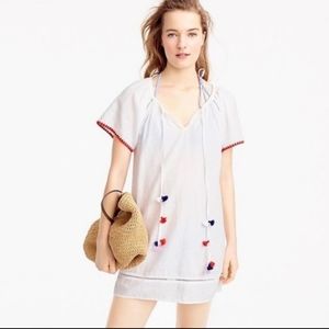J. CREW LINEN EMBROIDERED DRESS POM POM  SIZE XS.